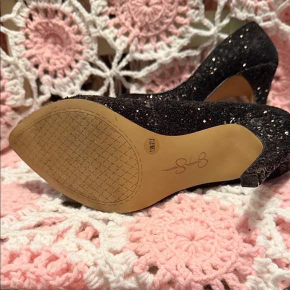 Jessica Simpson Black Glitter Pointed Toe Stilettos - Picture 2 of 3
